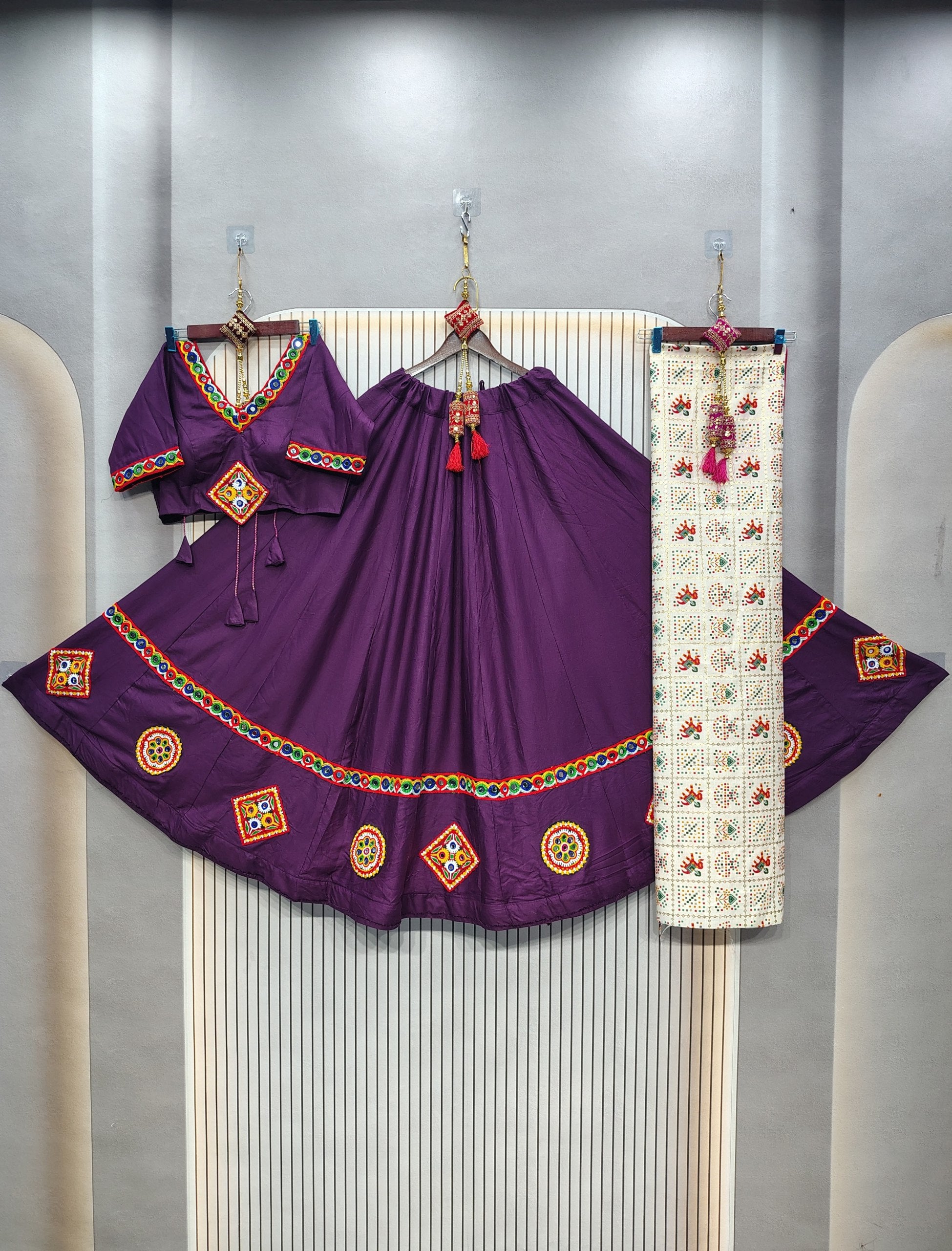 DEIANA'S Gota Patch Gamthi Work Lace Lehenga Choli - Wine