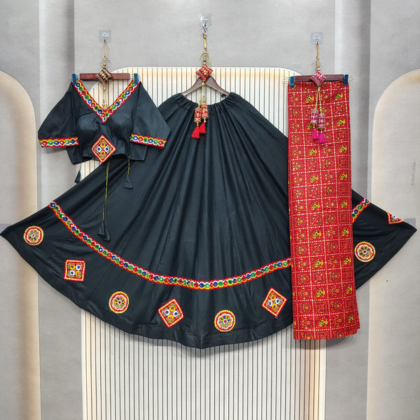 DEIANA'S Gota Patch Gamthi Work Lace Lehenga Choli - Black - Distacart