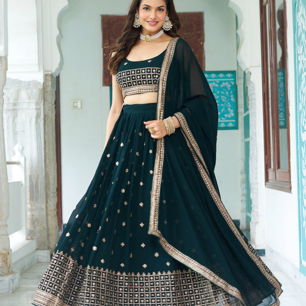 DEIANA'S Heavy Embroidery With Multi Work Lehenga Choli - Rama