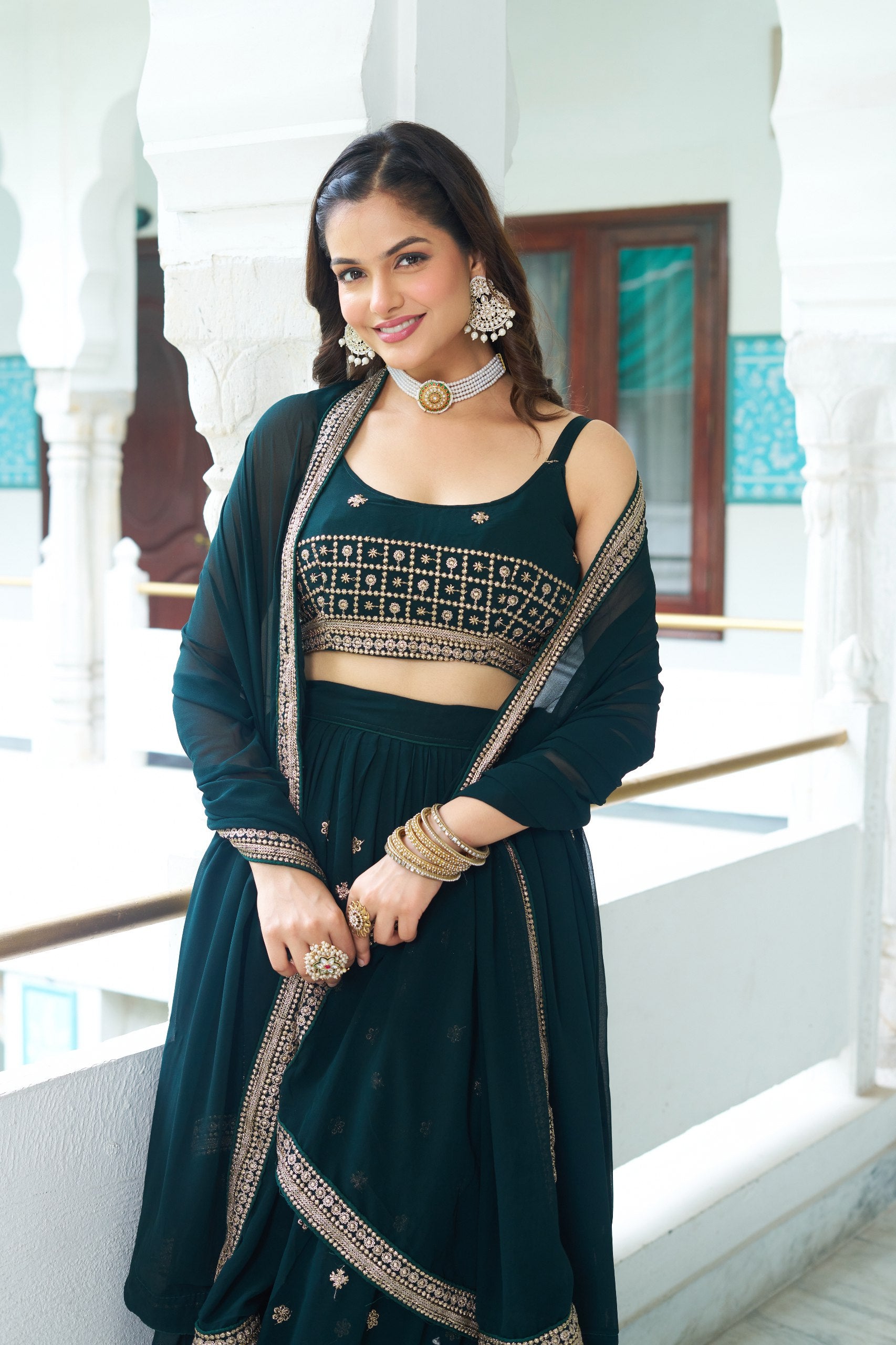 DEIANA'S Heavy Embroidery With Multi Work Lehenga Choli - Rama
