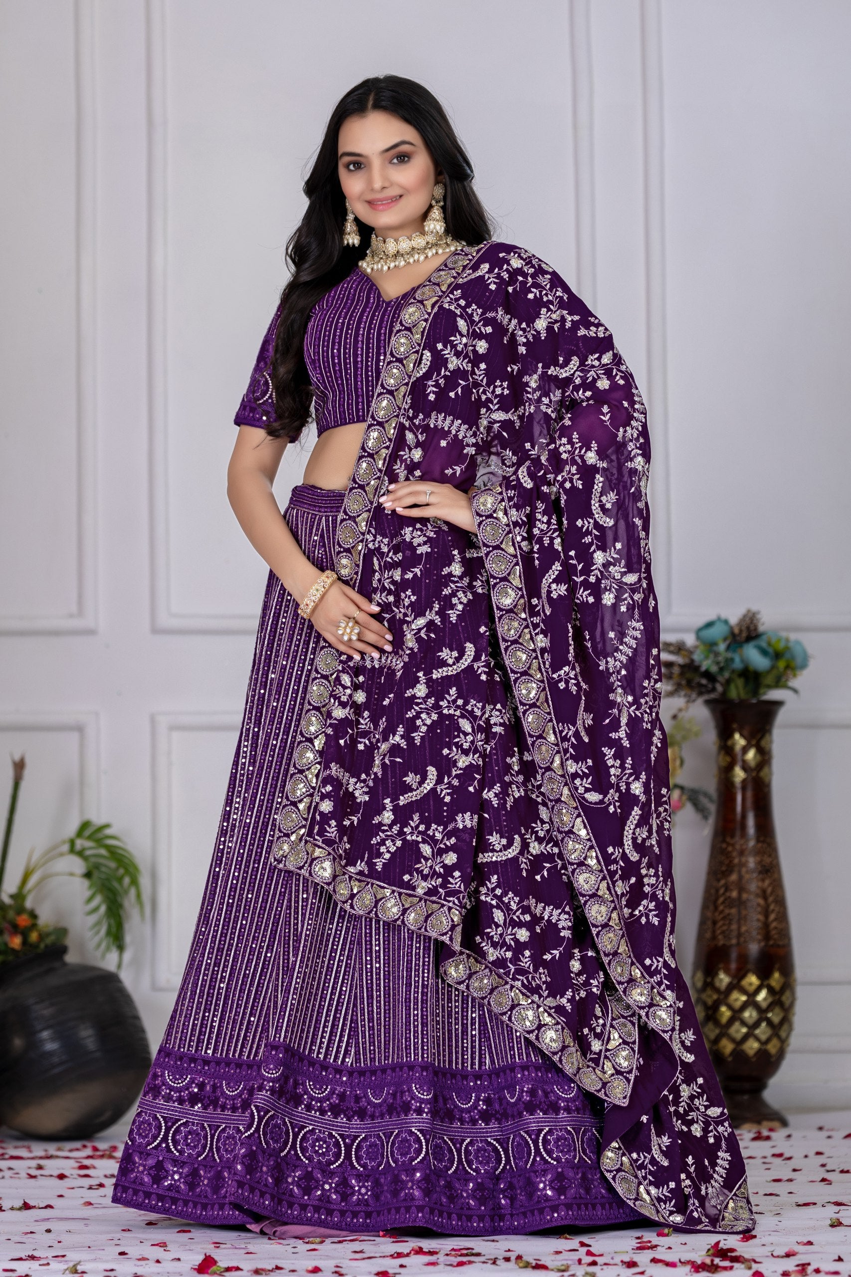 DEIANA'S Heavy Embroidery With Multi Work Lehenga Choli - purple