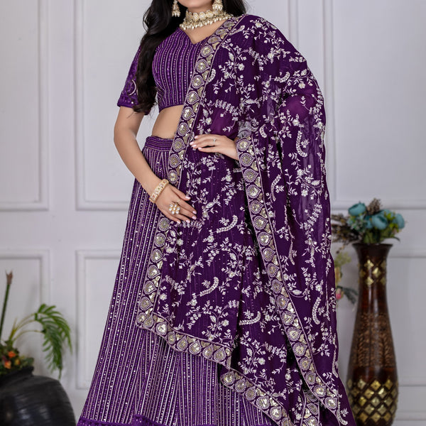 DEIANA'S Heavy Embroidery With Multi Work Lehenga Choli - purple - Distacart