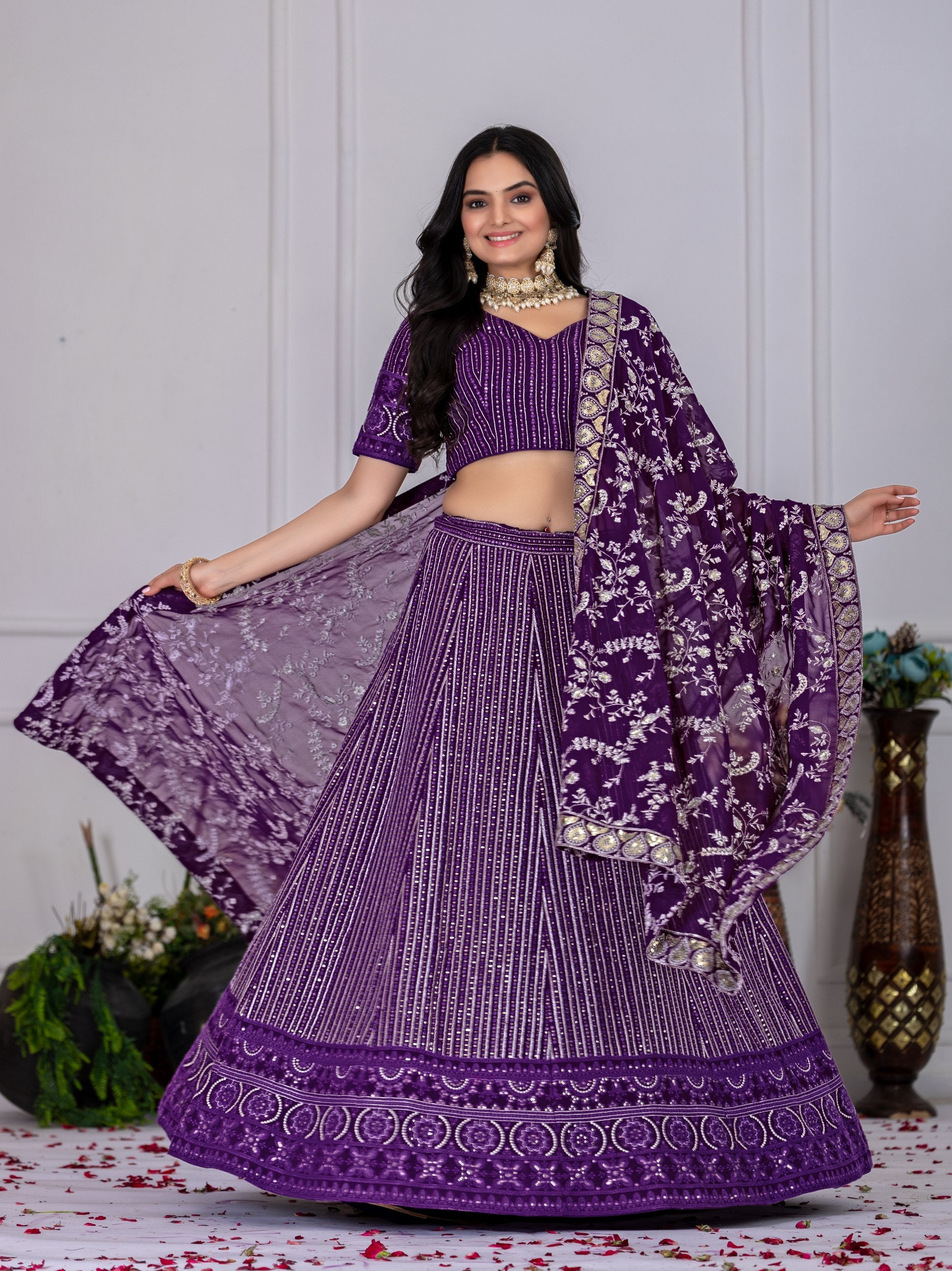 DEIANA'S Heavy Embroidery With Multi Work Lehenga Choli - purple