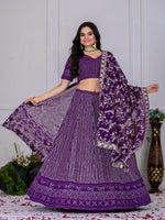 Thumbnail for DEIANA'S Heavy Embroidery With Multi Work Lehenga Choli - purple