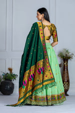 Thumbnail for DEIANA'S Jacquard With Jari Print Weaving Lehenga Choli - Pista