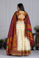 Thumbnail for DEIANA'S Jacquard With Jari Print Weaving Lehenga Choli - Off White