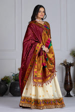 Thumbnail for DEIANA'S Jacquard With Jari Print Weaving Lehenga Choli - Off White
