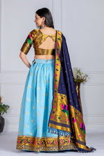 Thumbnail for DEIANA'S Jacquard With Jari Print Weaving Lehenga Choli - Sky Blue