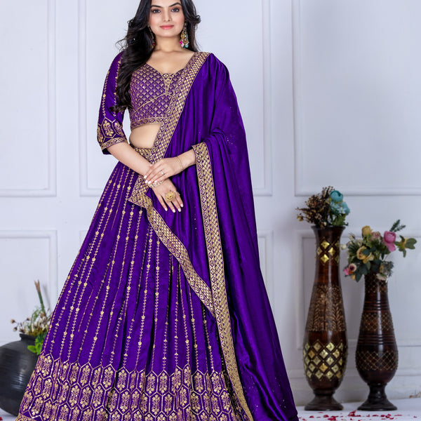 DEIANA'S Heavy Embroidery With Multi Work Lehenga Choli - purple - Distacart