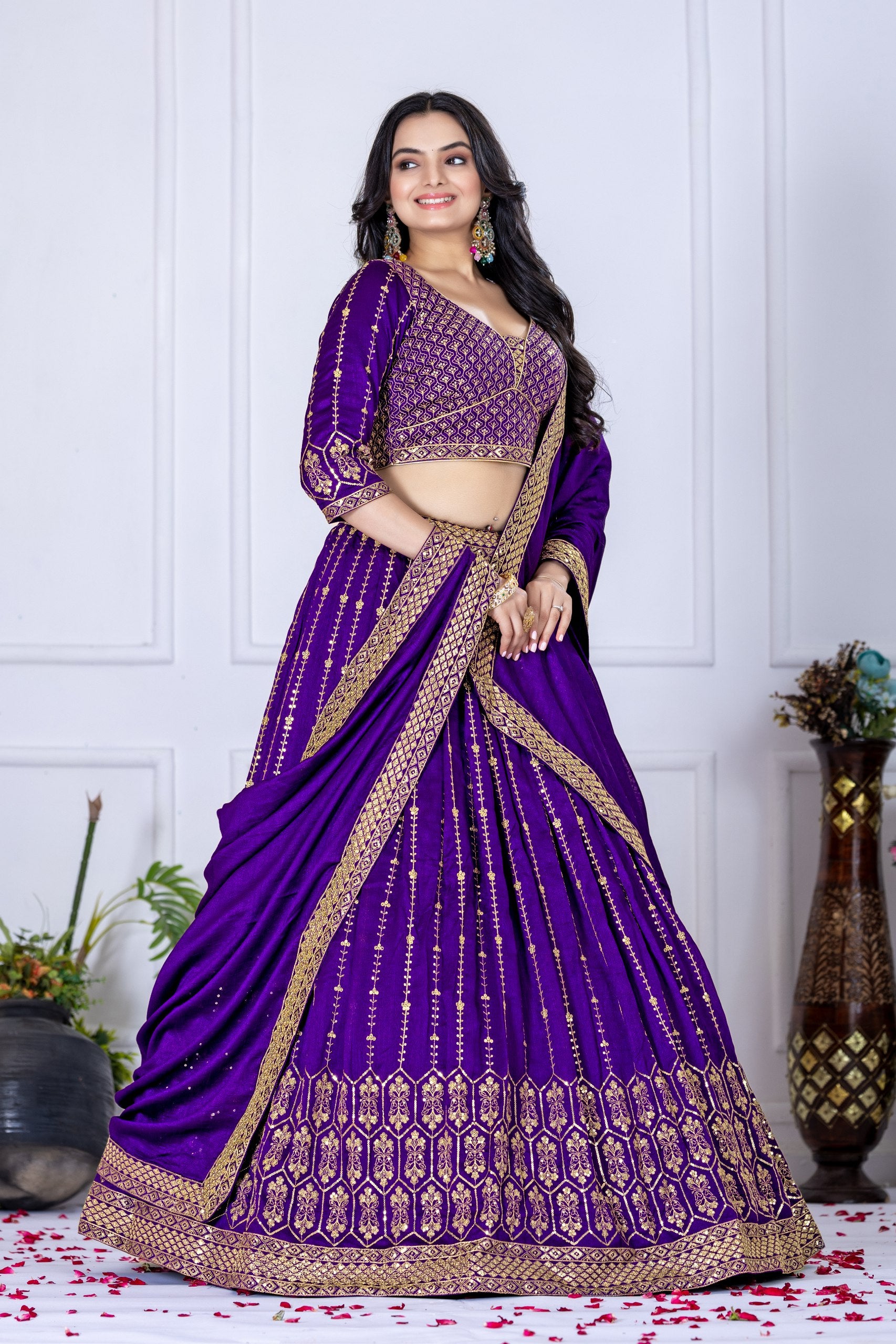 DEIANA'S Heavy Embroidery With Multi Work Lehenga Choli - purple
