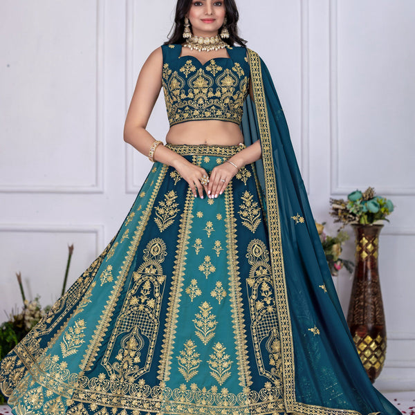 DEIANA'S Heavy Plain with crease work Lehenga Choli - Rama - Distacart