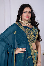 Thumbnail for DEIANA'S Heavy Plain with crease work Lehenga Choli - Rama