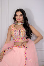 Thumbnail for DEIANA'S Heavy Plain with crease work Lehenga Choli - Pink