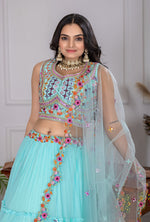 Thumbnail for DEIANA'S Heavy Plain with crease work Lehenga Choli - Sky Blue