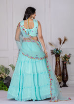 Thumbnail for DEIANA'S Heavy Plain with crease work Lehenga Choli - Sky Blue