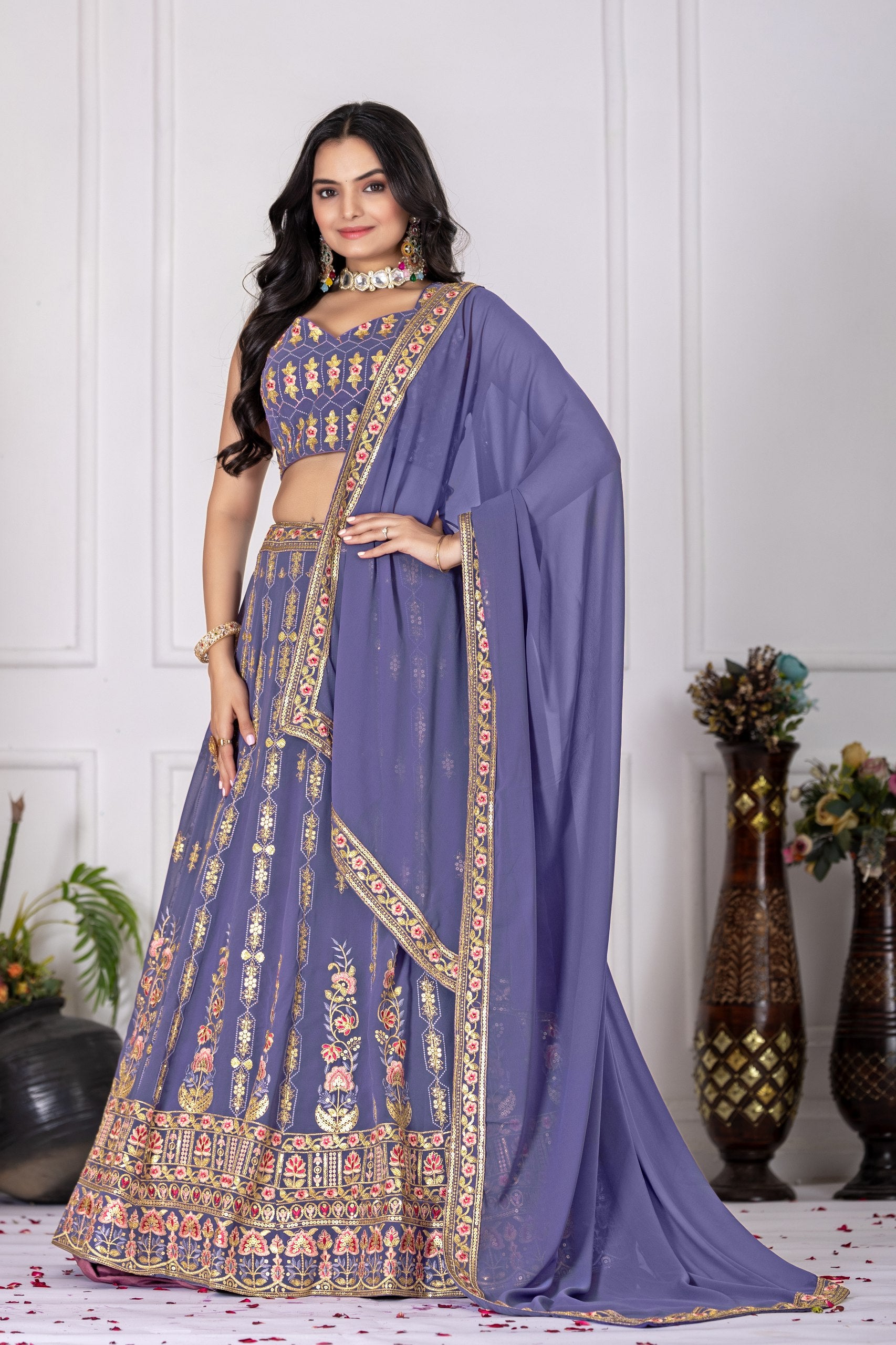 DEIANA'S Heavy Embroidery With Multi Work Lehenga Choli - Lovender