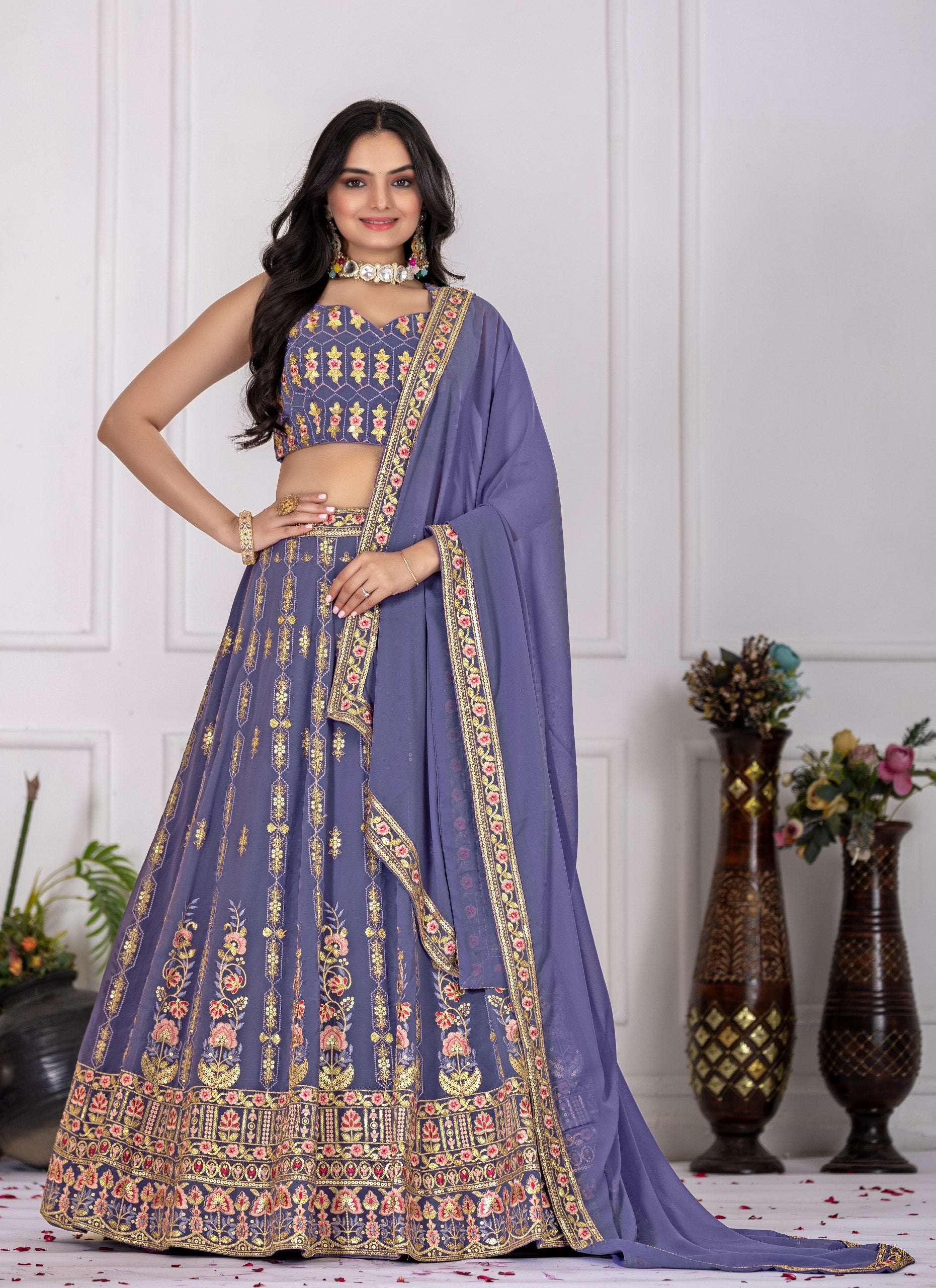 DEIANA'S Heavy Embroidery With Multi Work Lehenga Choli - Lovender