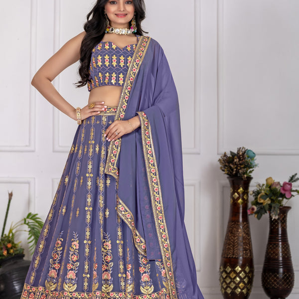 DEIANA'S Heavy Embroidery With Multi Work Lehenga Choli - Lovender