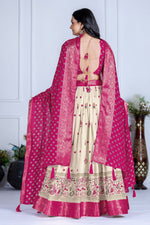 Thumbnail for DEIANA'S Jacquard With Jari Print Weaving Lehenga Choli - Off White