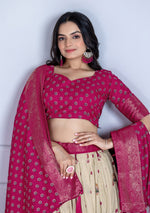 Thumbnail for DEIANA'S Jacquard With Jari Print Weaving Lehenga Choli - Off White