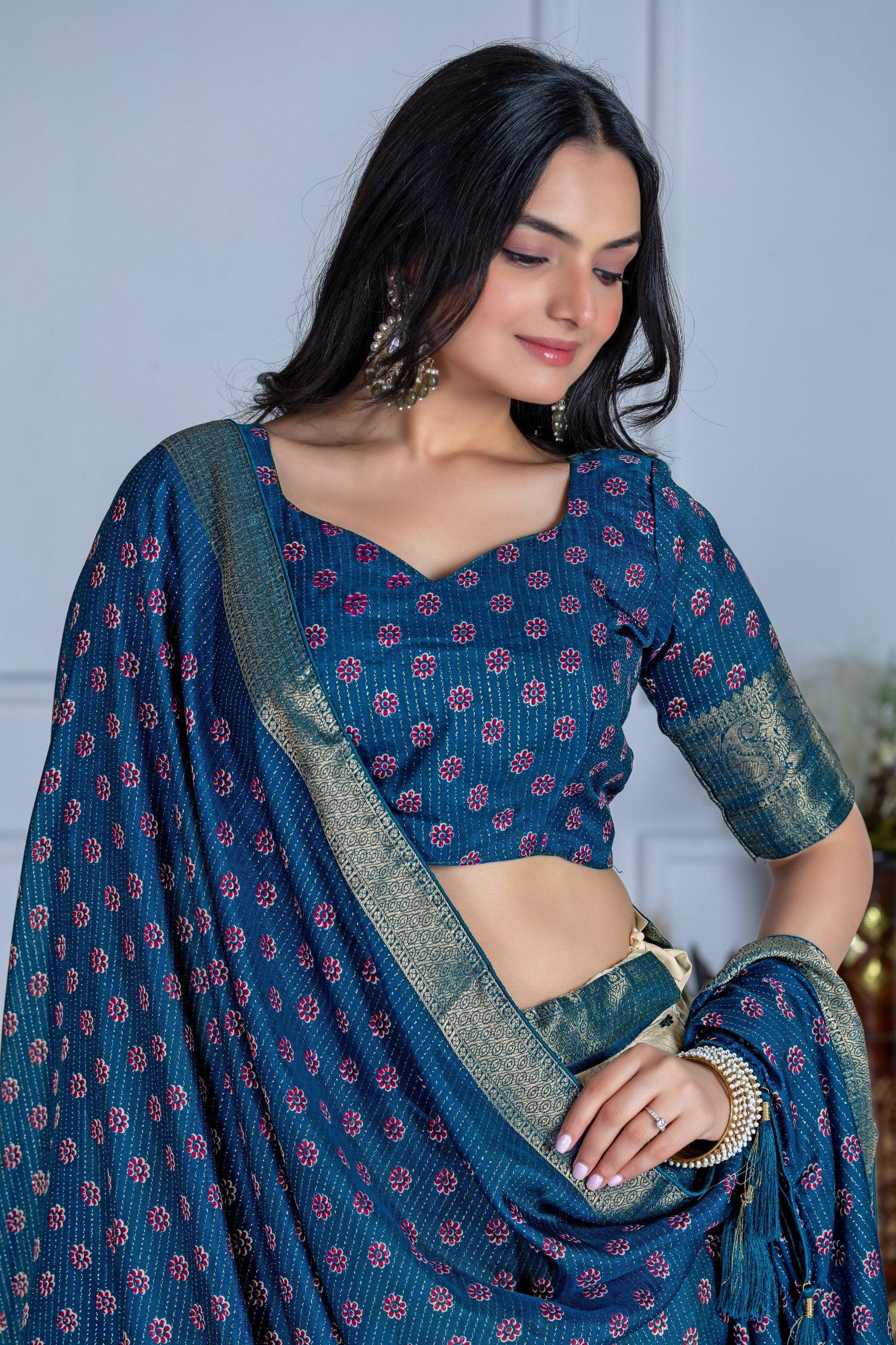 DEIANA'S Jacquard With Jari Print Weaving Lehenga Choli - Off White