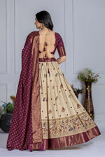 Thumbnail for DEIANA'S Jacquard With Jari Print Weaving Lehenga Choli - Off White