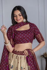 Thumbnail for DEIANA'S Jacquard With Jari Print Weaving Lehenga Choli - Off White