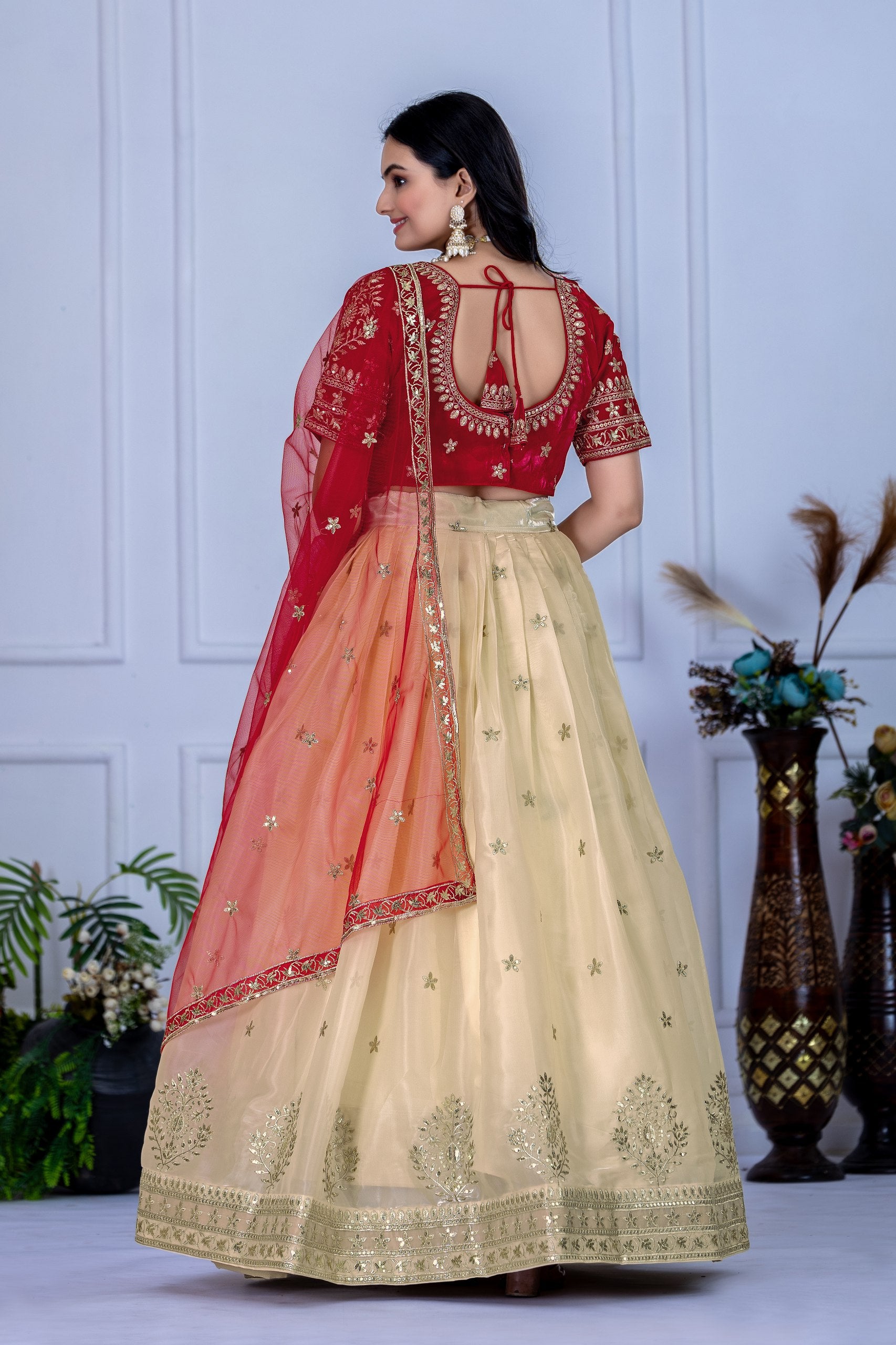 DEIANA'S Heavy Embroidery With Sequence Work Lehenga Choli - Off White