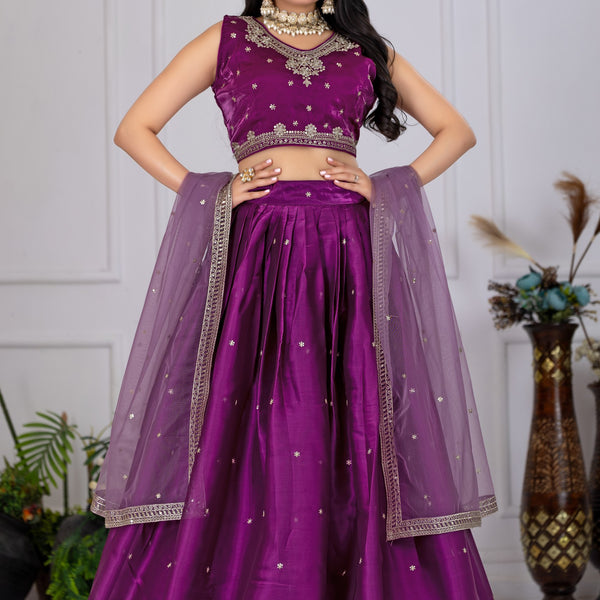 DEIANA'S Heavy Embroidery With Sequence Work Lehenga Choli - Wine - Distacart