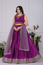 Thumbnail for DEIANA'S Heavy Embroidery With Sequence Work Lehenga Choli - Wine