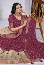 Thumbnail for DEIANA'S Jacquard With Jari Lining With Print Lehenga Choli - Off White