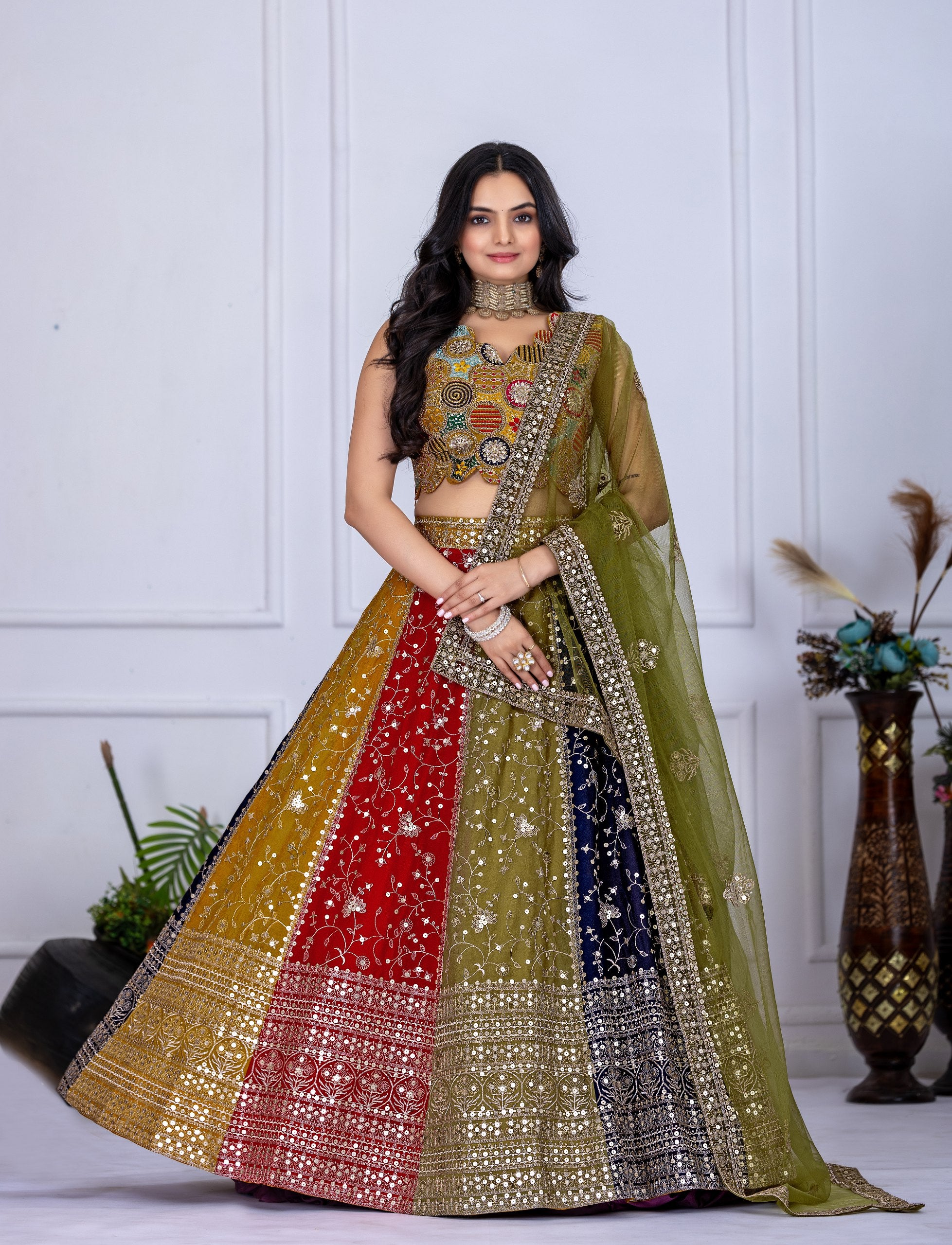 DEIANA'S Heavy Embroidery With Multi Work Lehenga Choli - Multi - Distacart