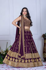 Thumbnail for DEIANA'S Heavy Embroidery With Thread Work Lehenga Choli - Wine