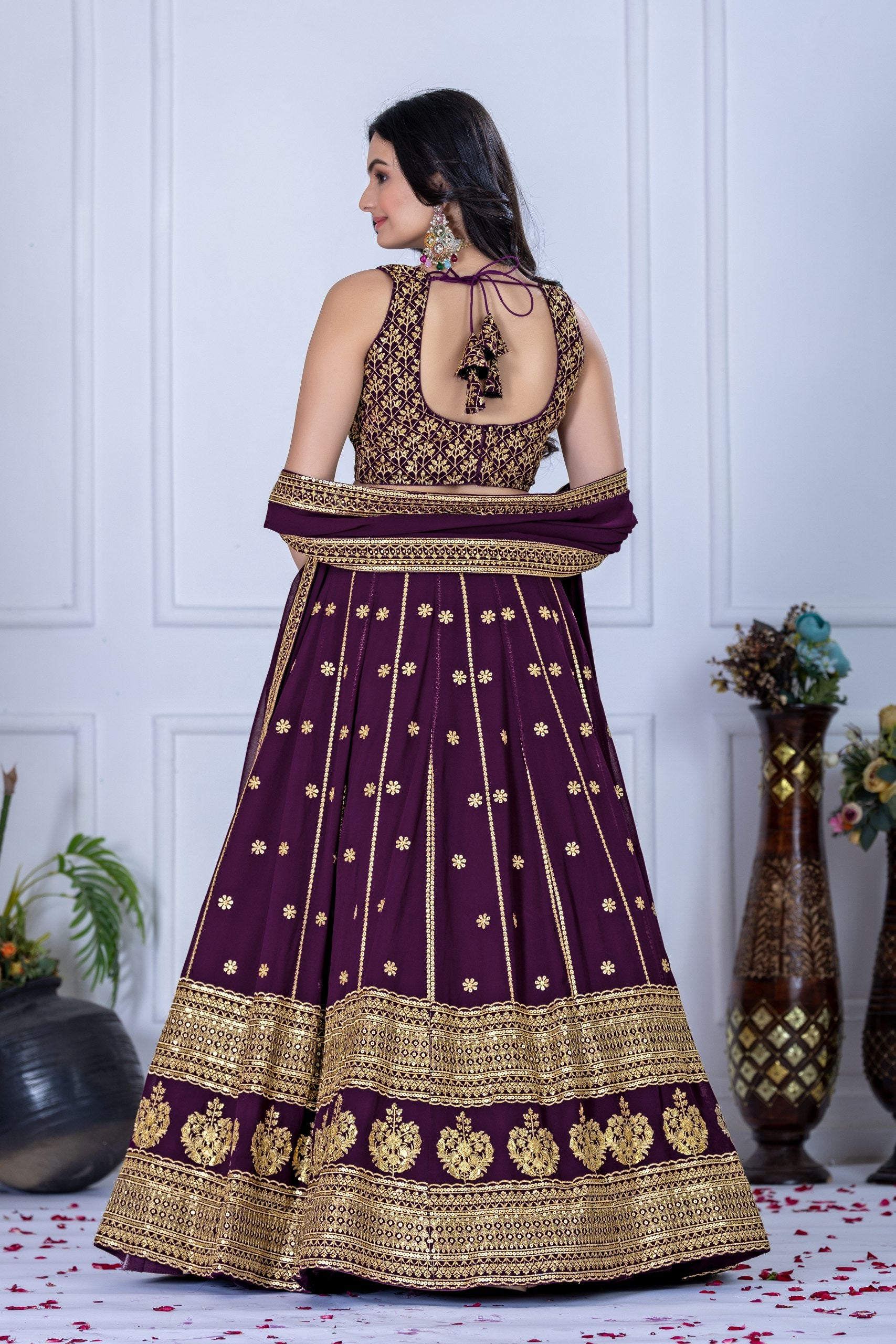DEIANA'S Heavy Embroidery With Thread Work Lehenga Choli - Wine
