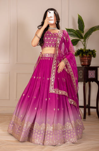 DEIANA'S Heavy Embroidery With Thread Work Lehenga Choli - Pink