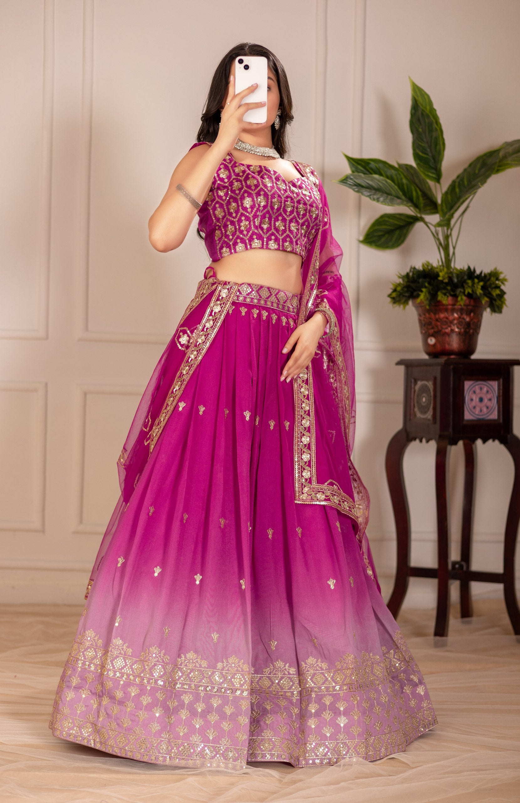 DEIANA'S Heavy Embroidery With Thread Work Lehenga Choli - Pink
