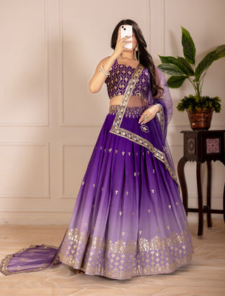 DEIANA'S Heavy Embroidery With Thread Work Lehenga Choli - Purple