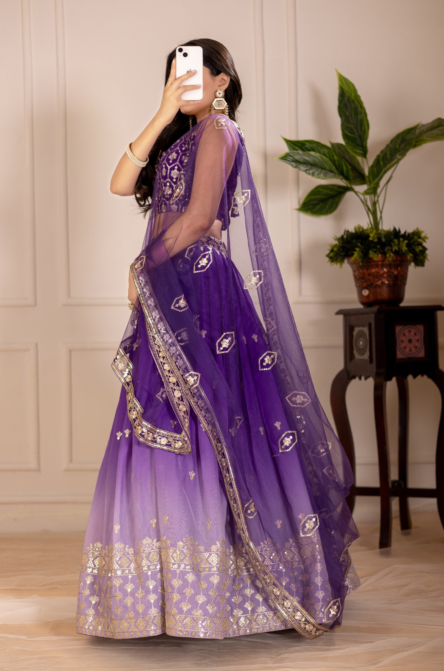 DEIANA'S Heavy Embroidery With Thread Work Lehenga Choli - Purple