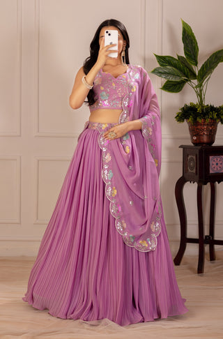 DEIANA'S Heavy Plain with crease work Lehenga Choli - Pink