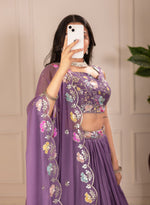 Thumbnail for DEIANA'S Heavy Plain with crease work Lehenga Choli - Purple