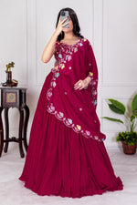 Thumbnail for DEIANA'S Heavy Plain with crease work Lehenga Choli - Red