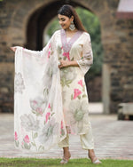 Thumbnail for Lorenvalley Black Georgette Printed with Embroidery Work Kurta Set - Distacart
