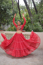 Thumbnail for Pramukh Fab Red Color Faux Georgette Lehenga Choli