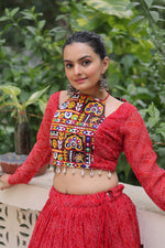 Thumbnail for Pramukh Fab Red Color Faux Georgette Lehenga Choli