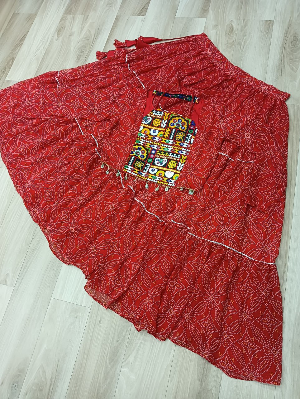 Pramukh Fab Red Color Faux Georgette Lehenga Choli