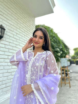 Pramukh Fab Lavender Color Organza Kurta Set