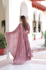 Thumbnail for Evanik Women Faux Blooming With Beads Embroidery Work Gown Dupatta Collection - Distacart