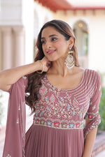 Thumbnail for Evanik Women Faux Blooming With Beads Embroidery Work Gown Dupatta Collection - Distacart