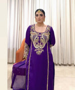 Thumbnail for Pramukh Fab Purple Color Faux Georgette Kurta Pant Set