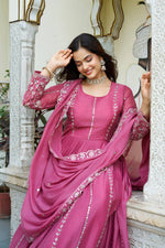 Thumbnail for Pramukh Fab Pink Color Star Georgette Gown